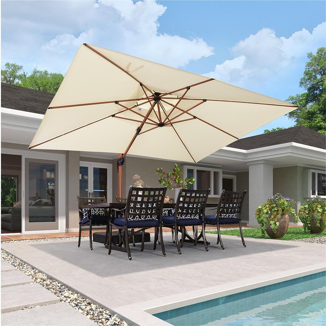3M*3M Large Garden Parasol Tiltable and Rotating Cantilever Parasol