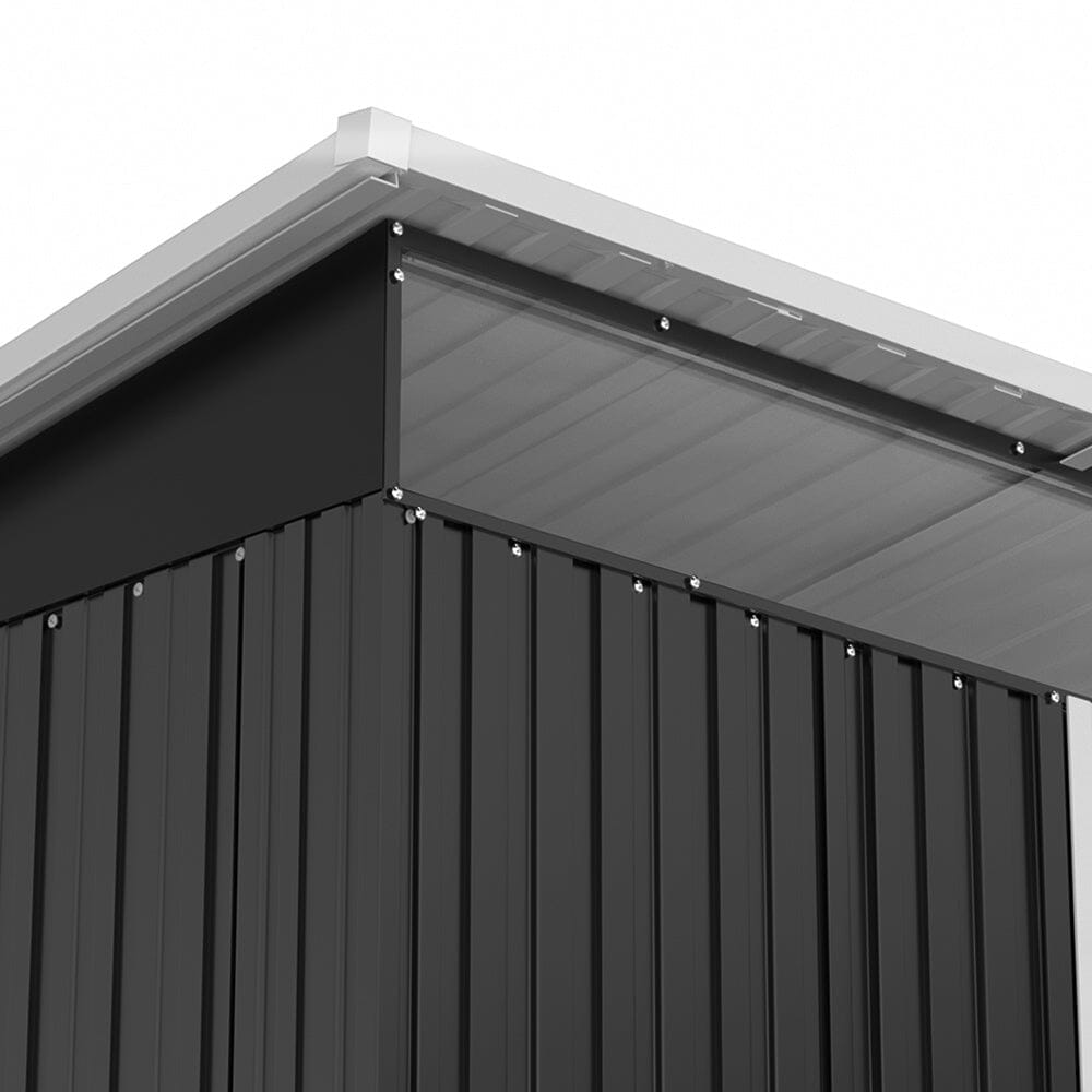 8.6 ft Lockable Galvanized Steel Garden Metal Shed with Windows