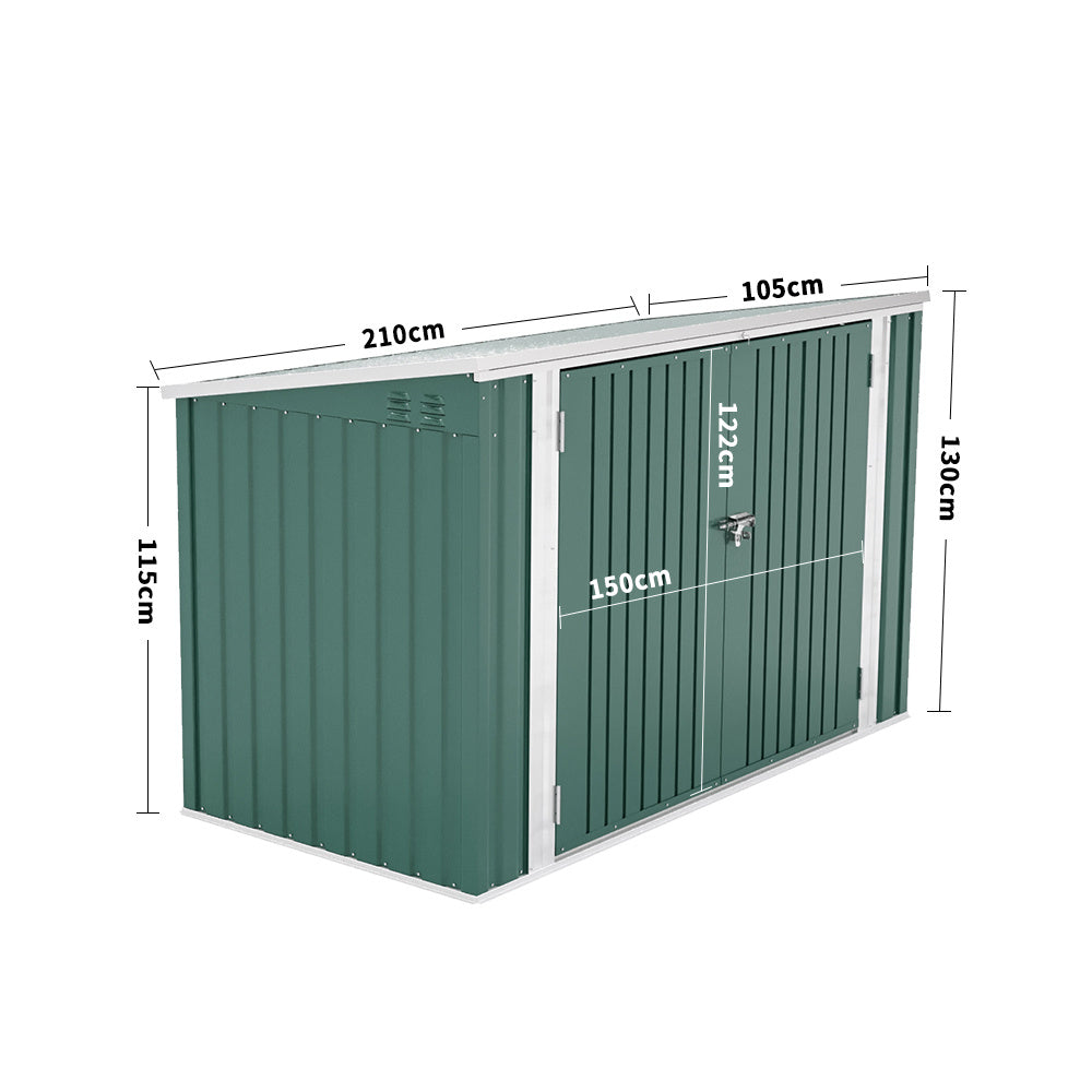 6x3/7x3 ft Lockable Garden Metal Bike Storage Shed