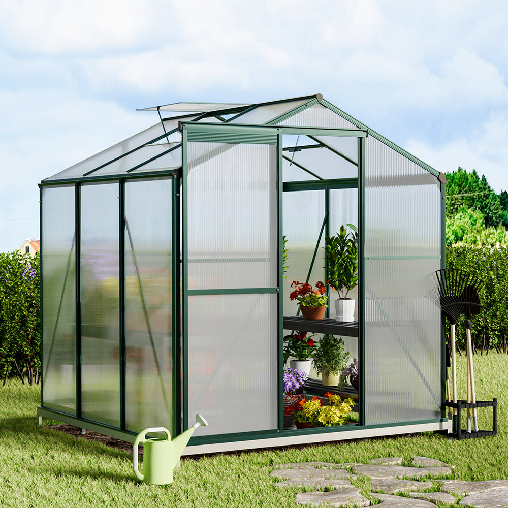 6ft W Garden Aluminium Greenhouse Polycarbonate with Vent