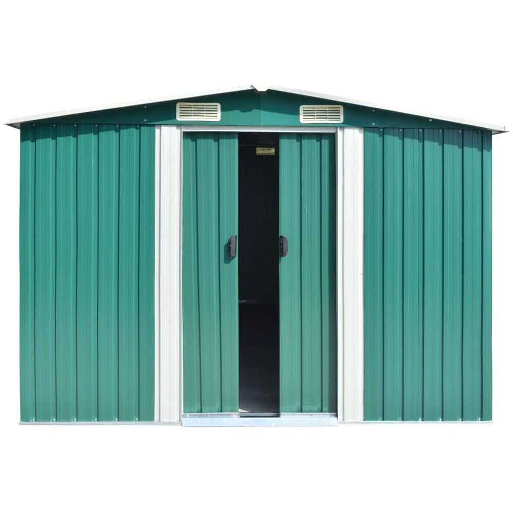 12x10 ft Metal Shed with Gabled Roof for Garden Storage