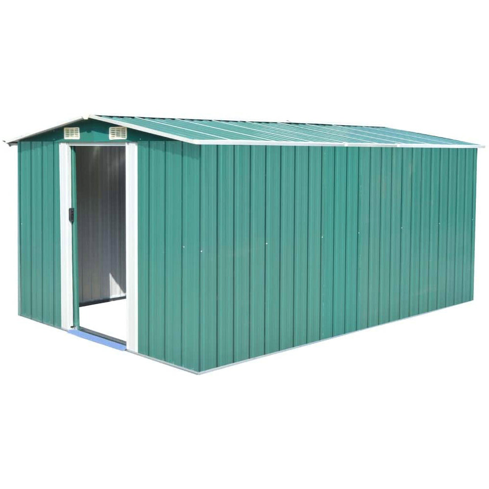 12x10 ft Metal Shed with Gabled Roof for Garden Storage