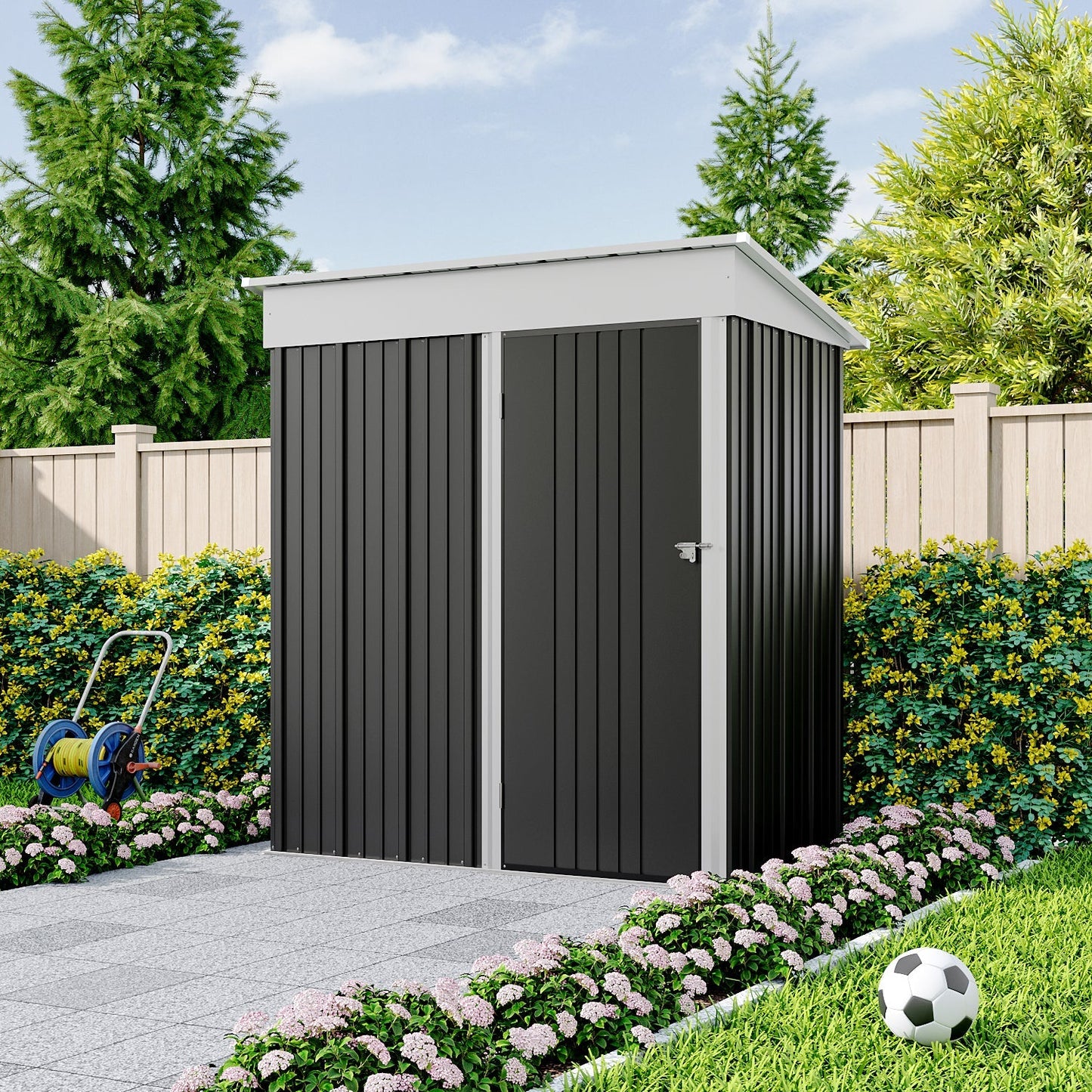 Lockable Zinc Steel Storage Shed with Built-In Shelving