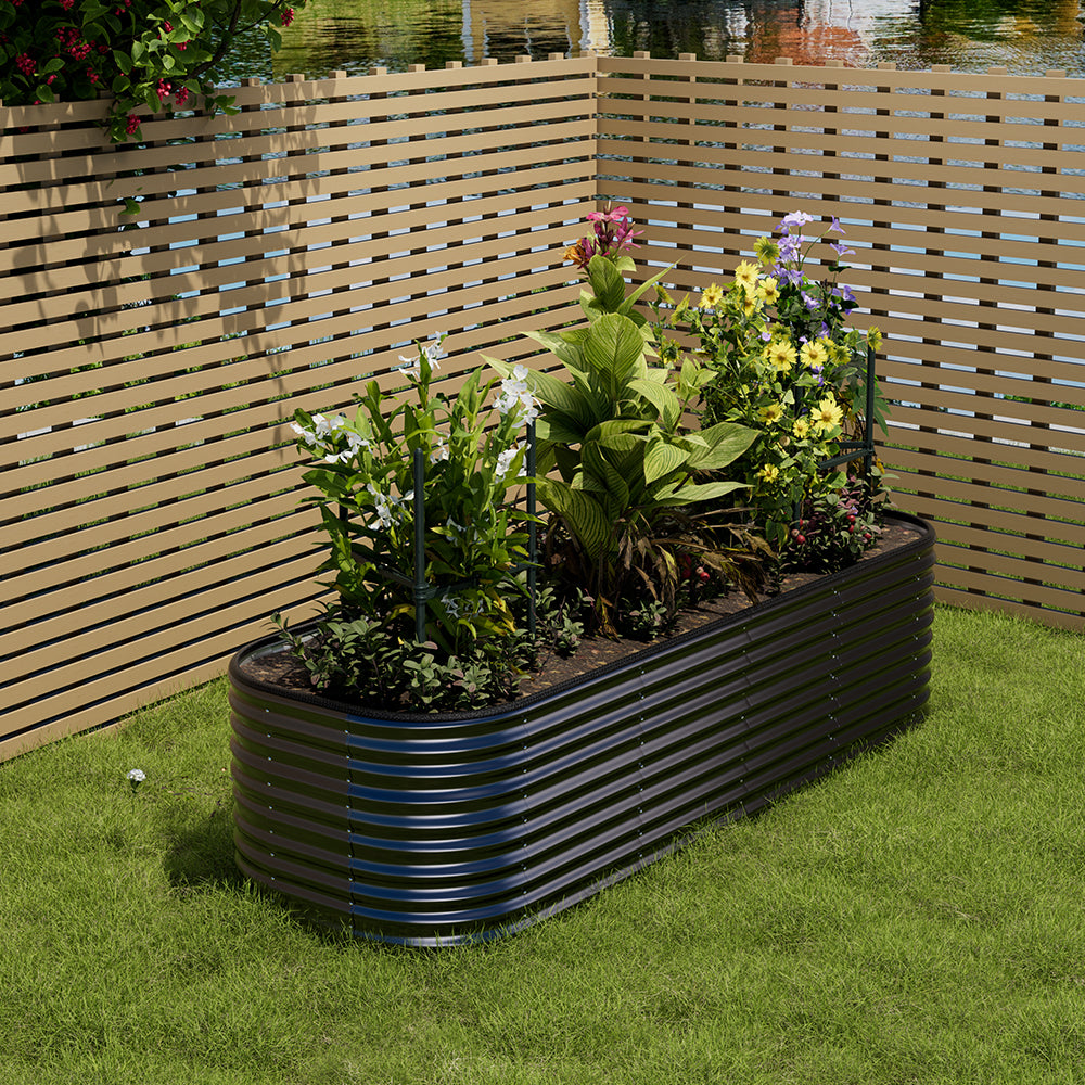 Gardens Plan Oval-Shaped Galvanized Steel Raised Garden Bed