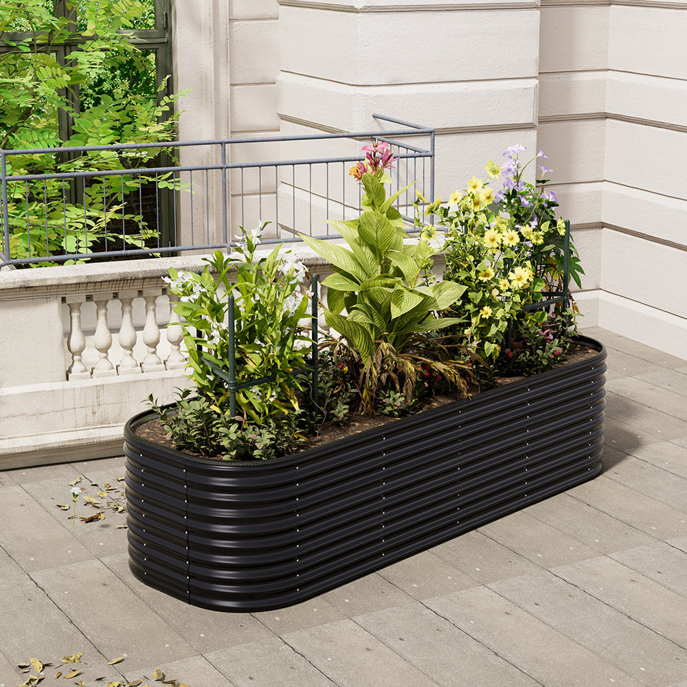 Gardens Plan Oval-Shaped Galvanized Steel Raised Garden Bed