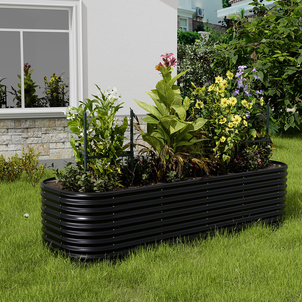 Gardens Plan Oval-Shaped Galvanized Steel Raised Garden Bed