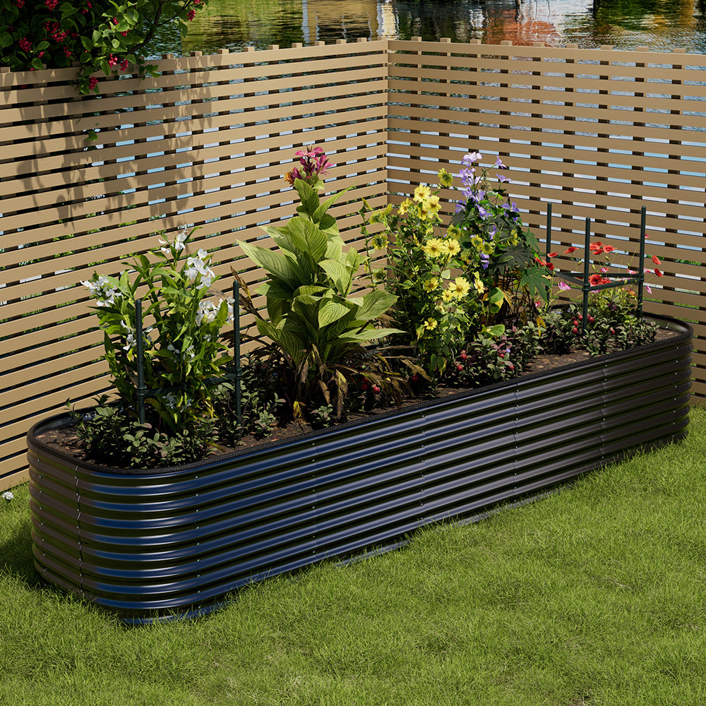Gardens Plan Oval-Shaped Galvanized Steel Raised Garden Bed