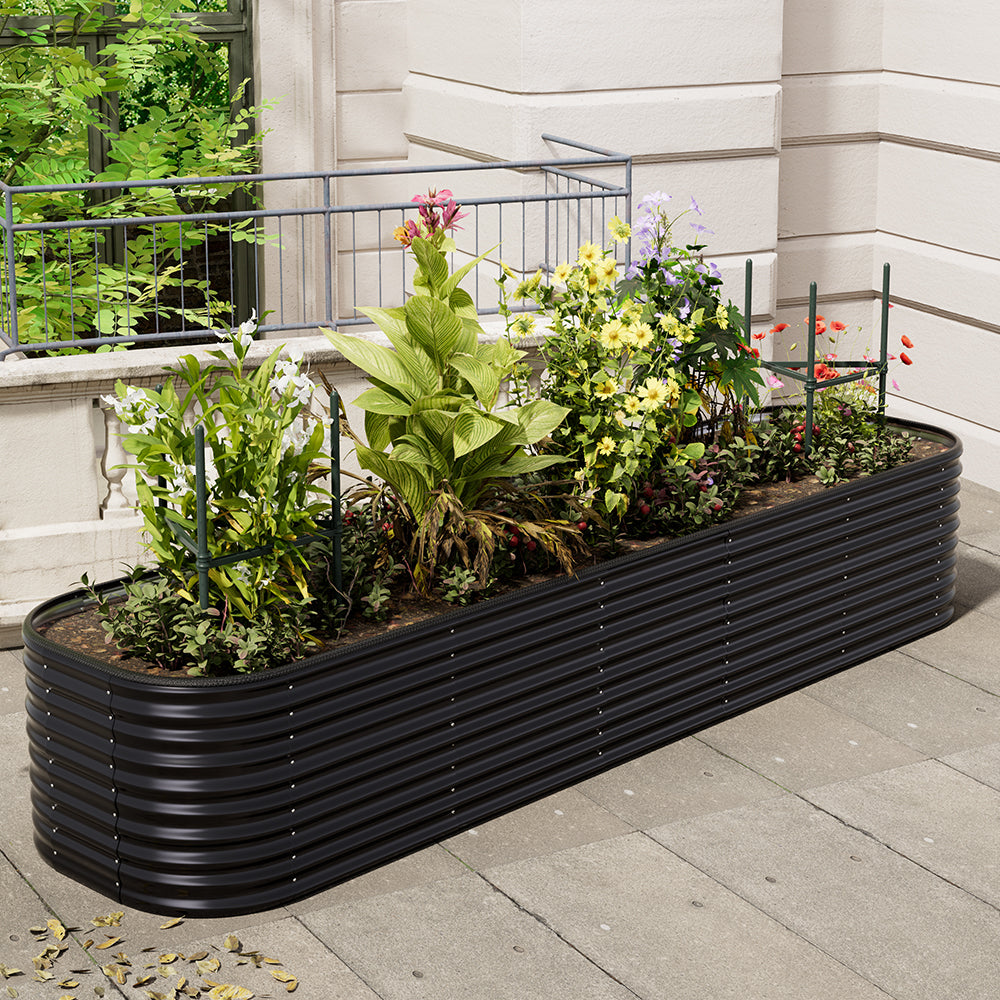 Gardens Plan Oval-Shaped Galvanized Steel Raised Garden Bed
