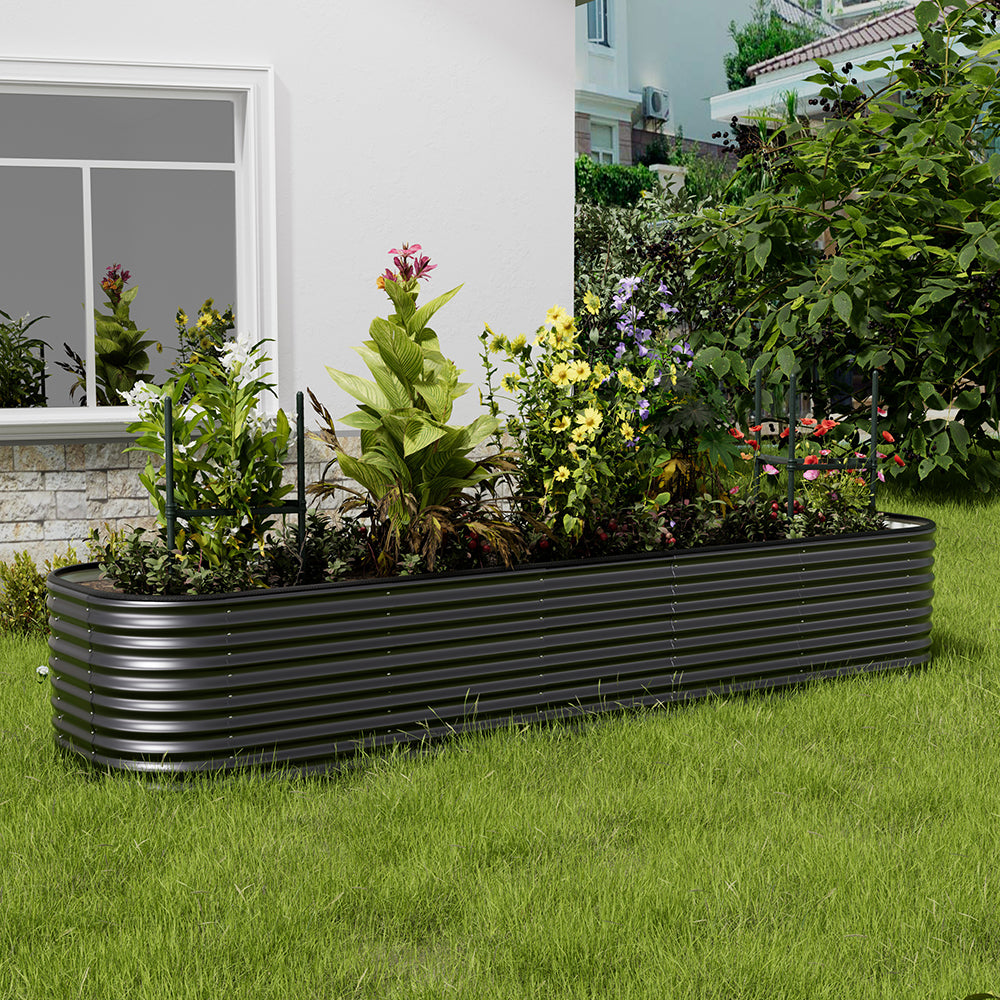 Gardens Plan Oval-Shaped Galvanized Steel Raised Garden Bed
