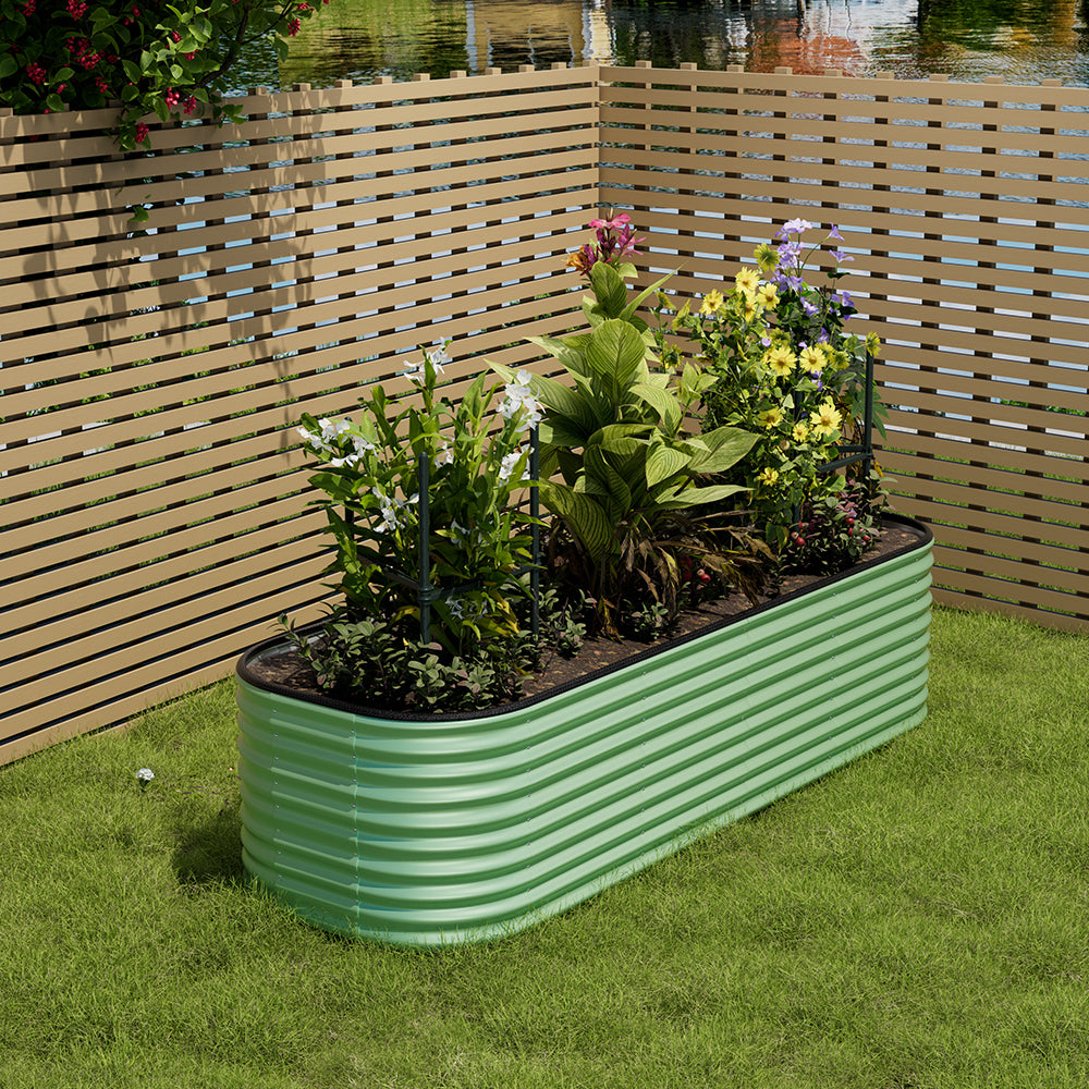 Gardens Plan Oval-Shaped Galvanized Steel Raised Garden Bed