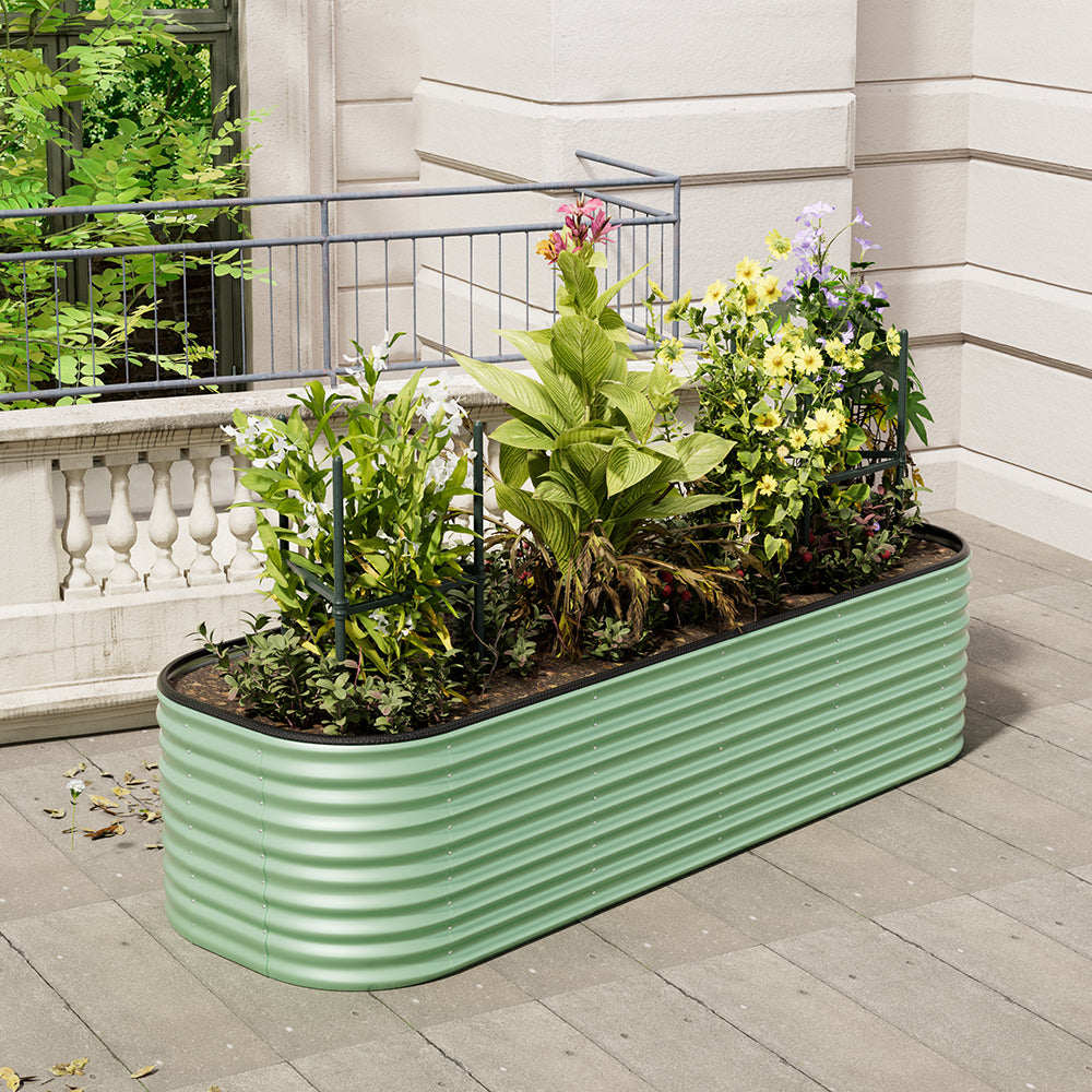 Gardens Plan Oval-Shaped Galvanized Steel Raised Garden Bed
