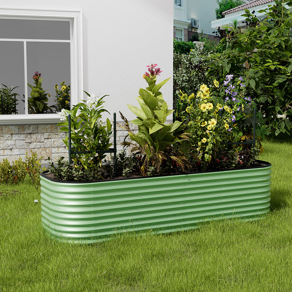 Gardens Plan Oval-Shaped Galvanized Steel Raised Garden Bed