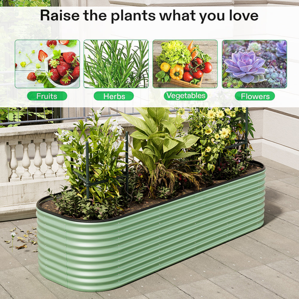 Gardens Plan Oval-Shaped Galvanized Steel Raised Garden Bed