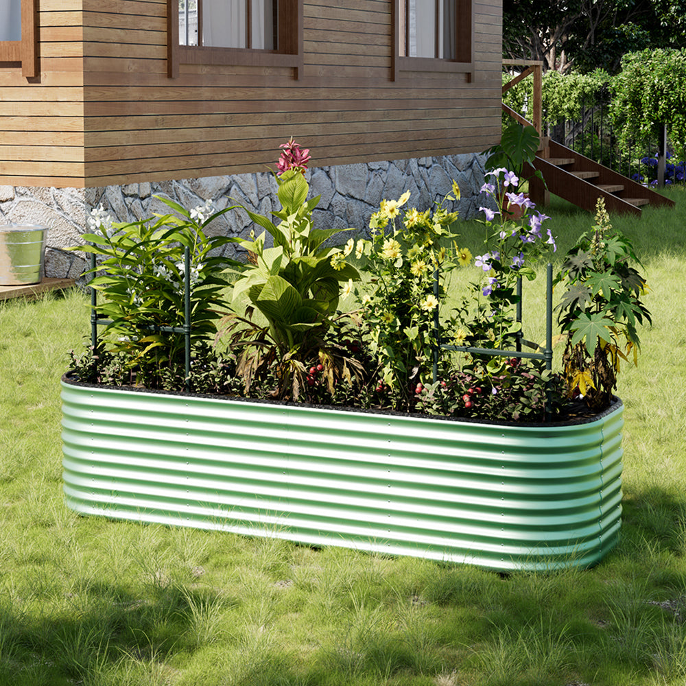 Gardens Plan Oval-Shaped Galvanized Steel Raised Garden Bed