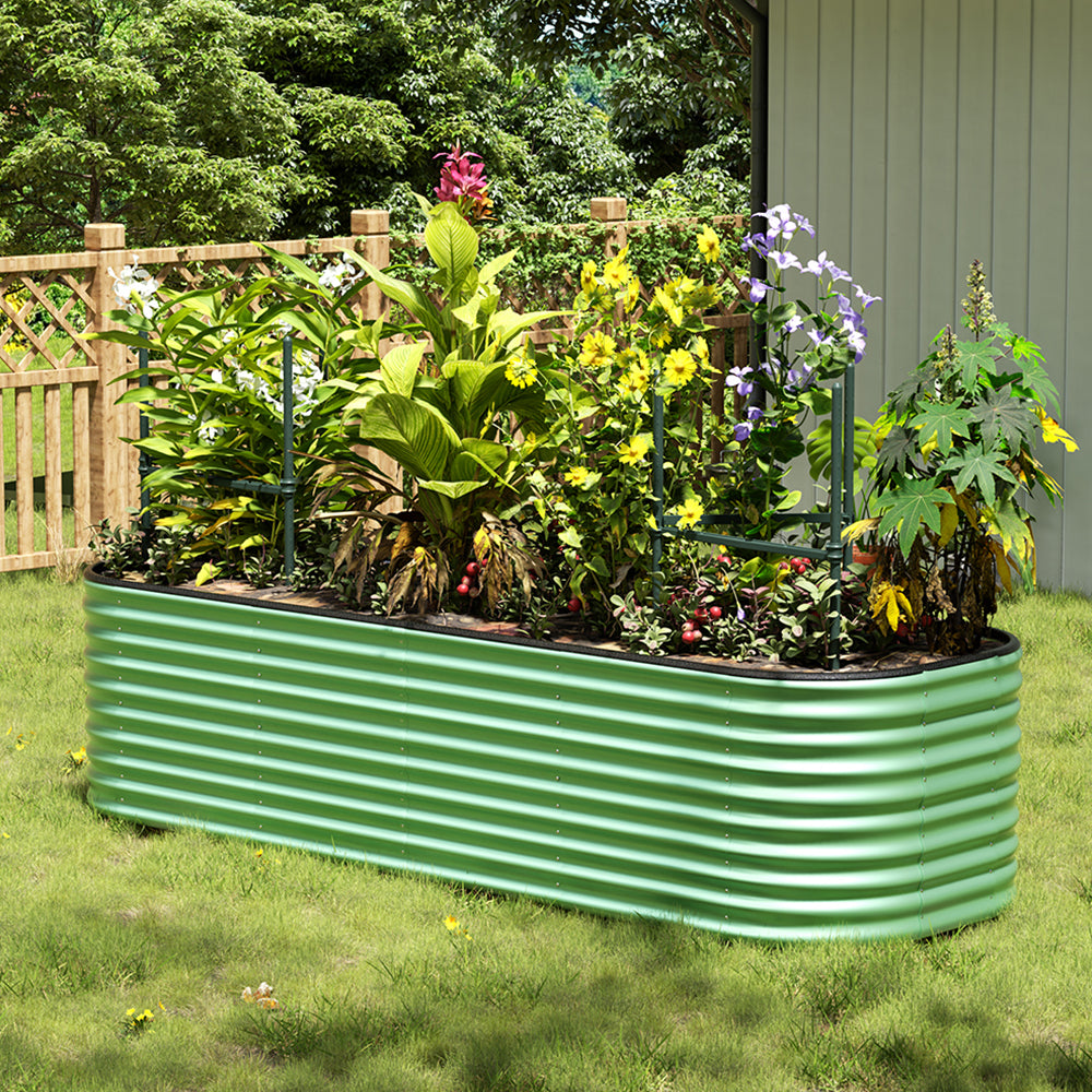 Gardens Plan Oval-Shaped Galvanized Steel Raised Garden Bed