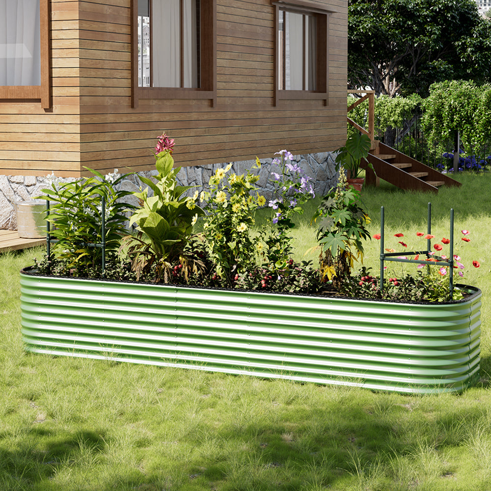 Gardens Plan Oval-Shaped Galvanized Steel Raised Garden Bed