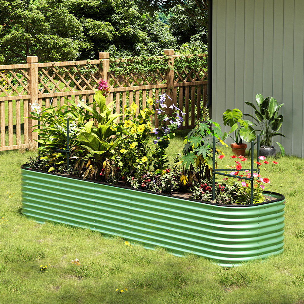 Gardens Plan Oval-Shaped Galvanized Steel Raised Garden Bed