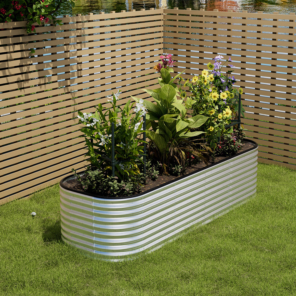 Gardens Plan Oval-Shaped Galvanized Steel Raised Garden Bed