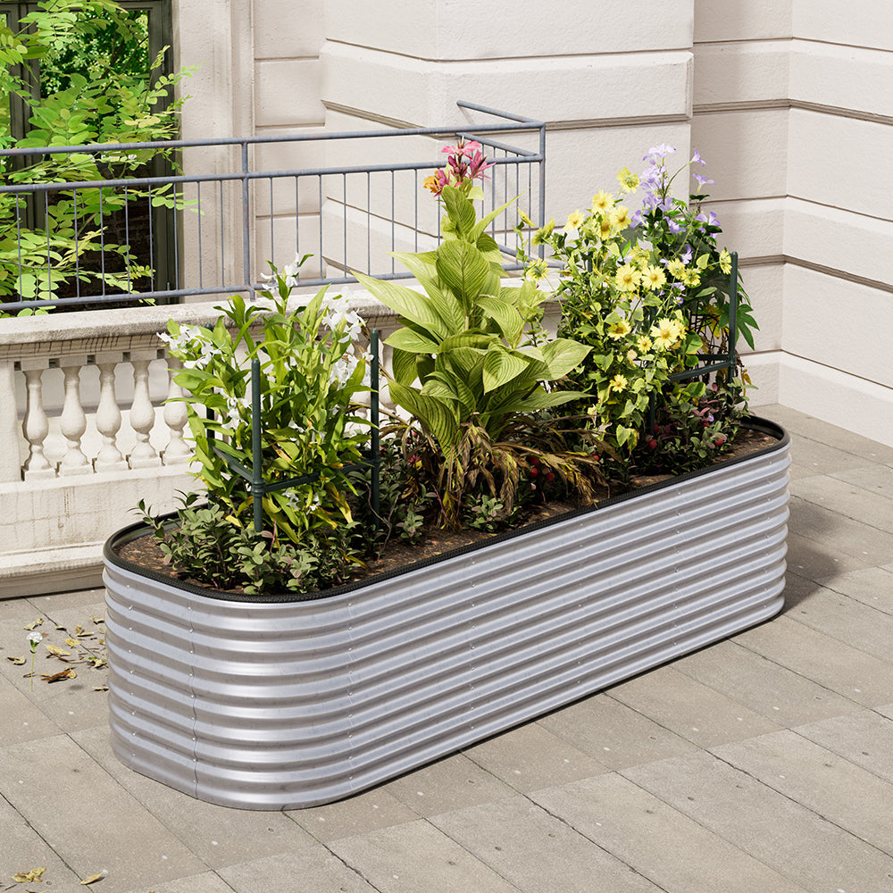 Gardens Plan Oval-Shaped Galvanized Steel Raised Garden Bed
