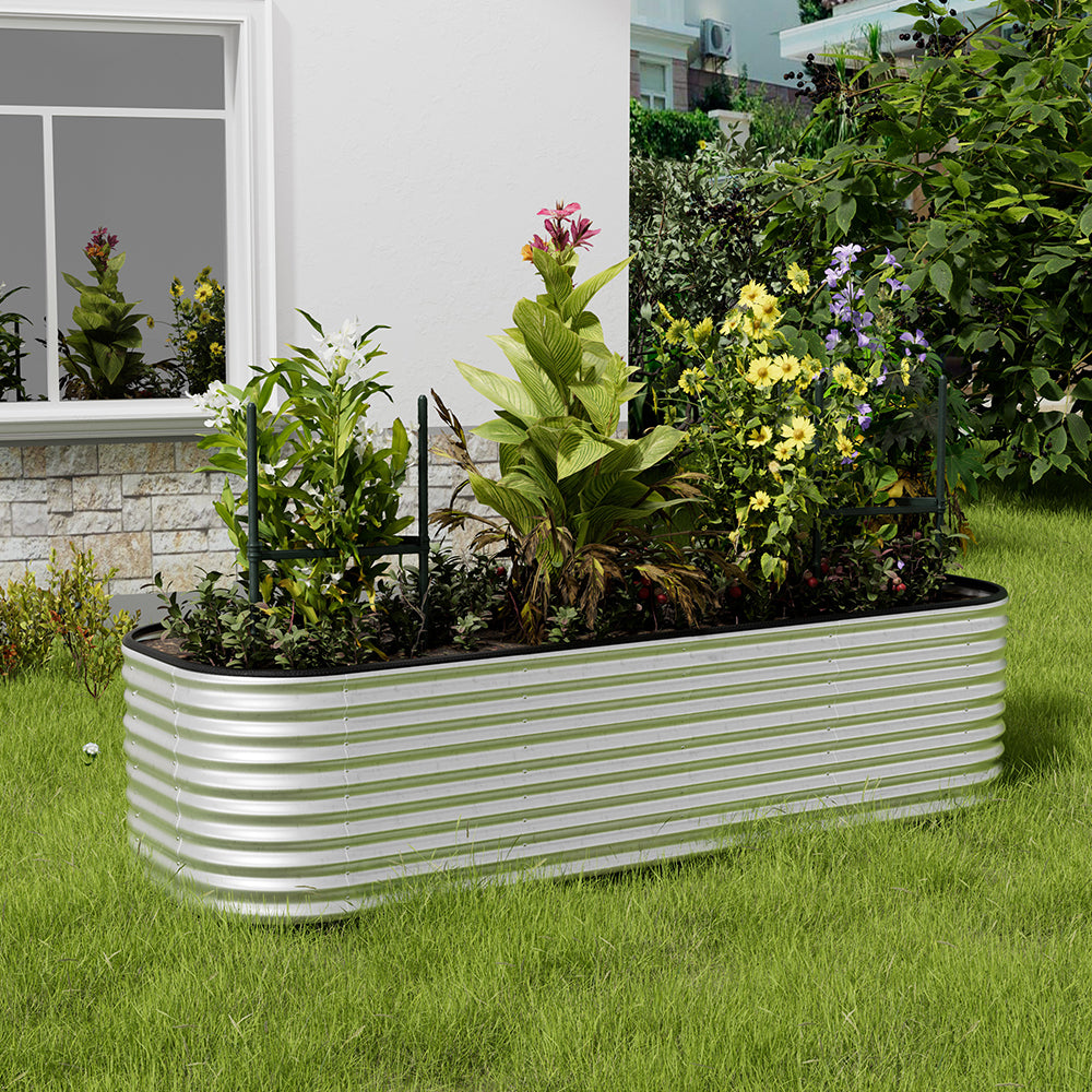 Gardens Plan Oval-Shaped Galvanized Steel Raised Garden Bed