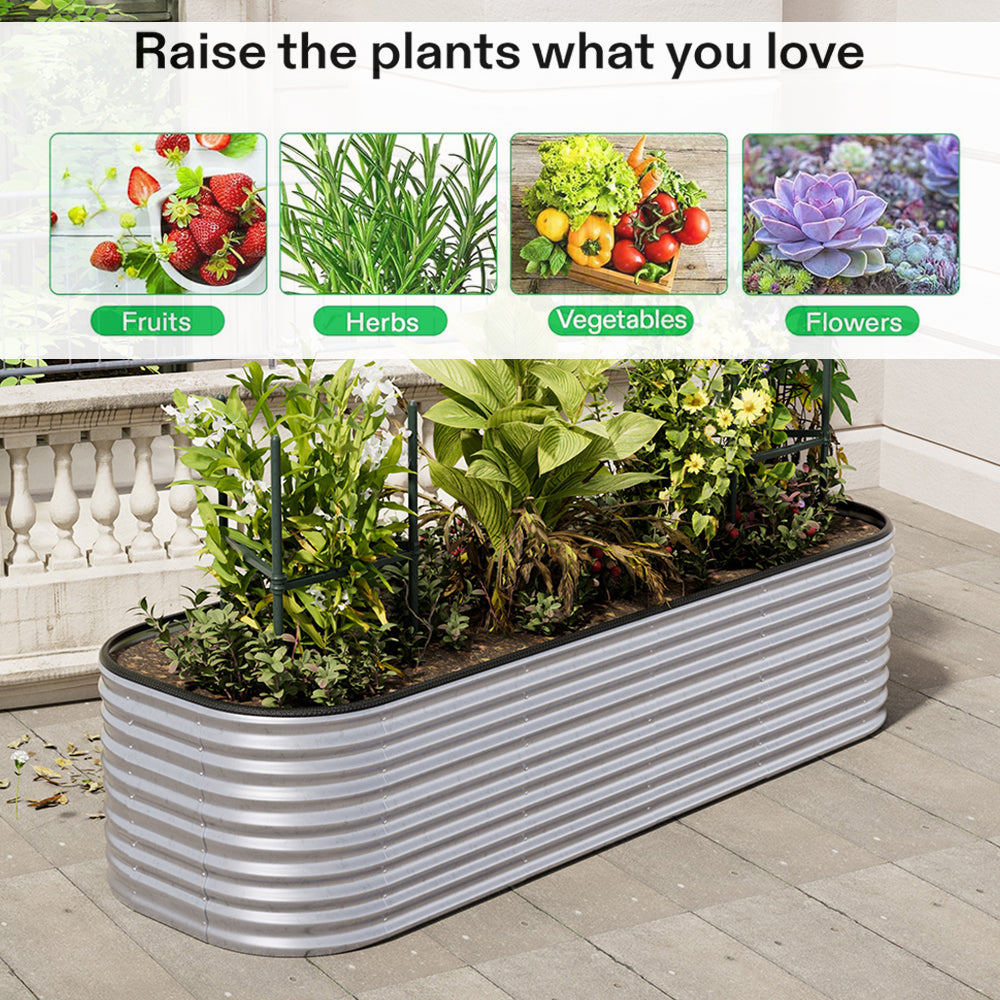 Gardens Plan Oval-Shaped Galvanized Steel Raised Garden Bed