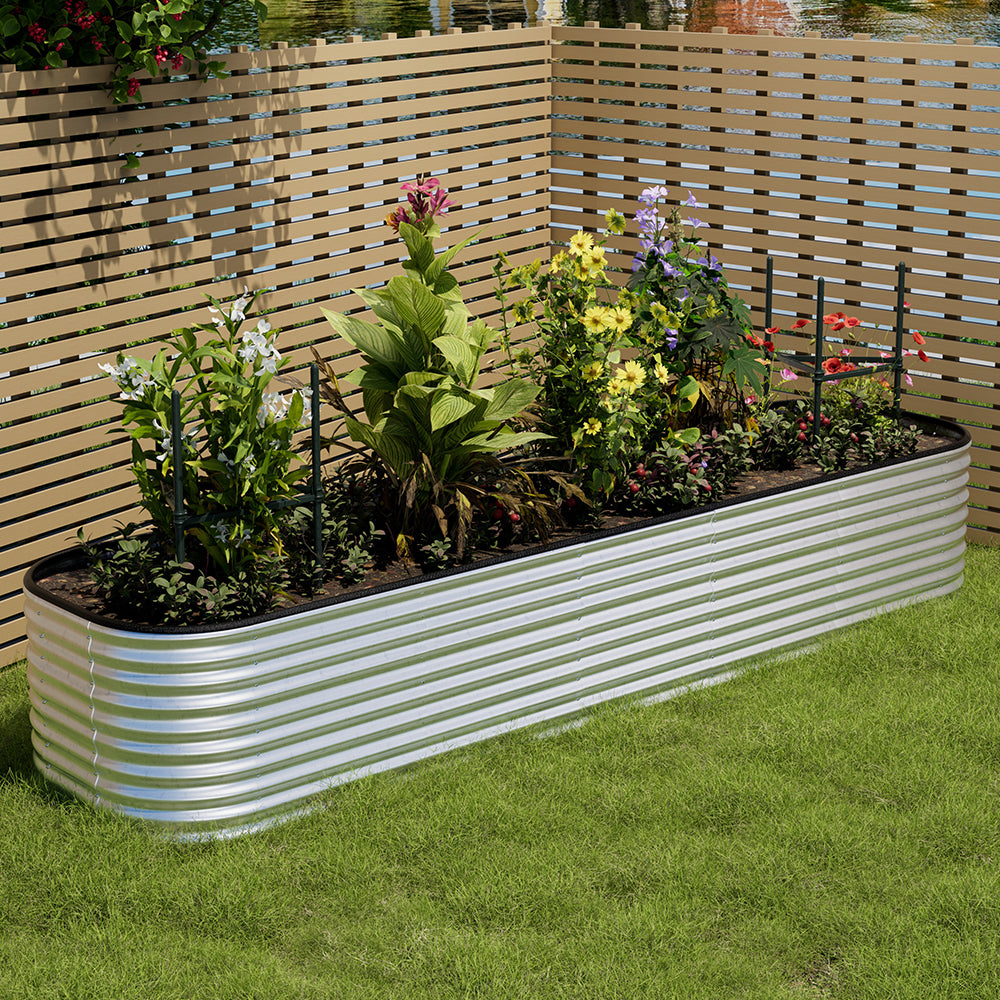 Gardens Plan Oval-Shaped Galvanized Steel Raised Garden Bed
