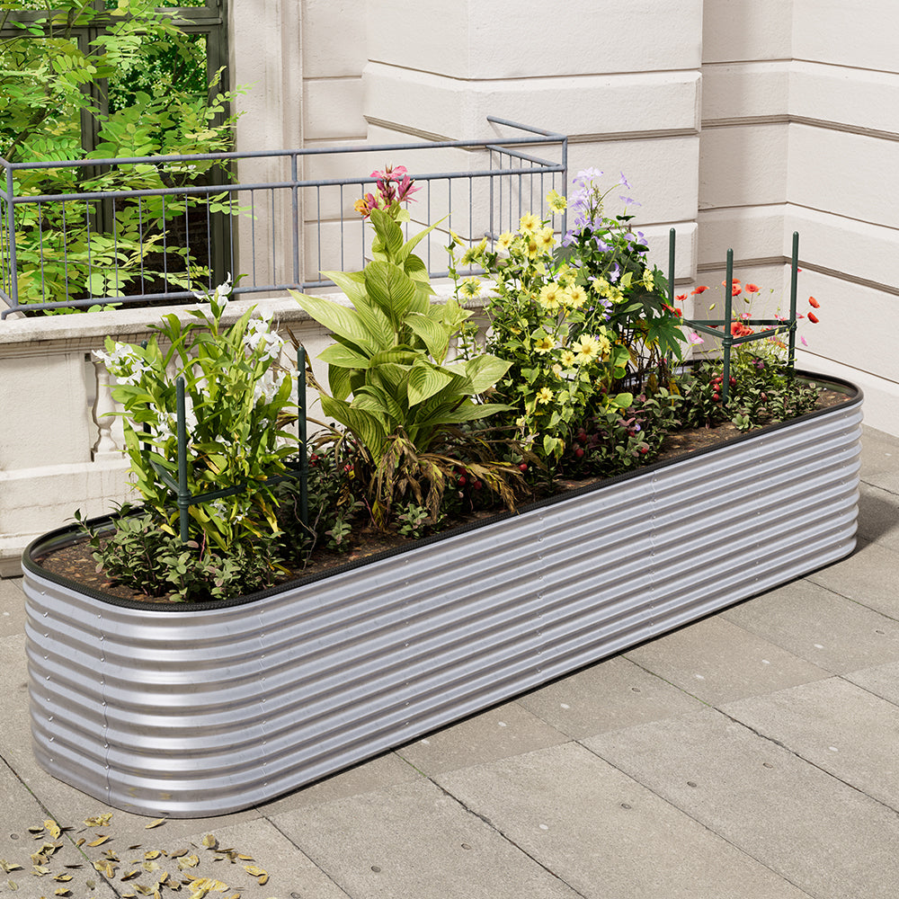 Gardens Plan Oval-Shaped Galvanized Steel Raised Garden Bed