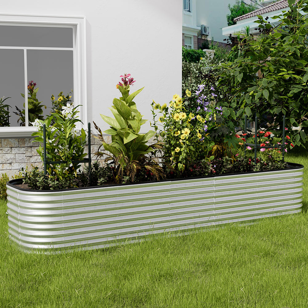 Gardens Plan Oval-Shaped Galvanized Steel Raised Garden Bed