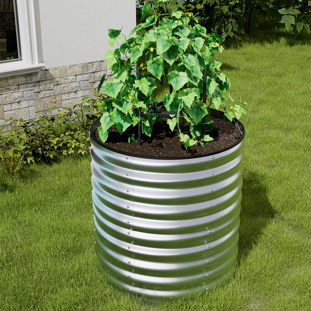 Gardens Plan Oval-Shaped Galvanized Steel Raised Garden Bed
