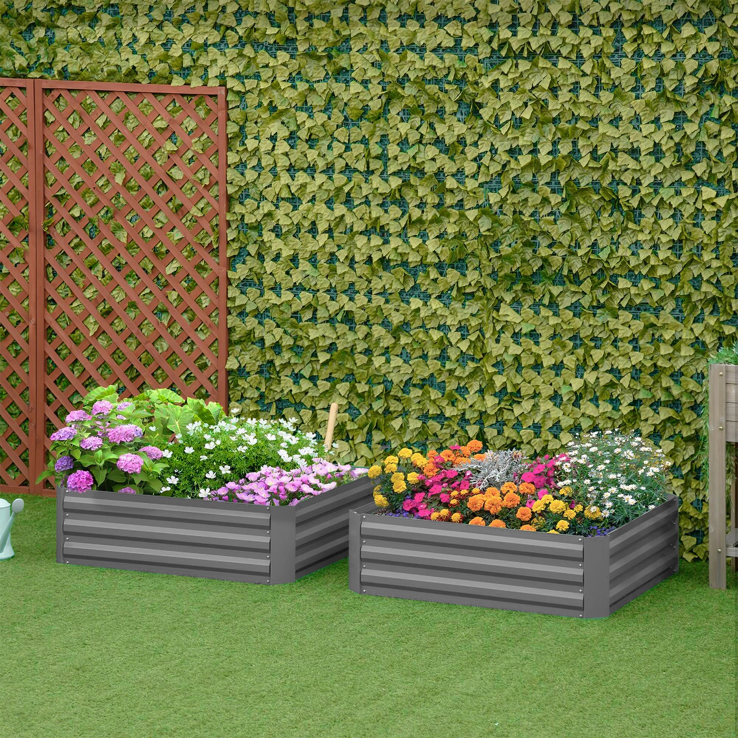 Outdoor Rectangular Metal Raised Garden Bed