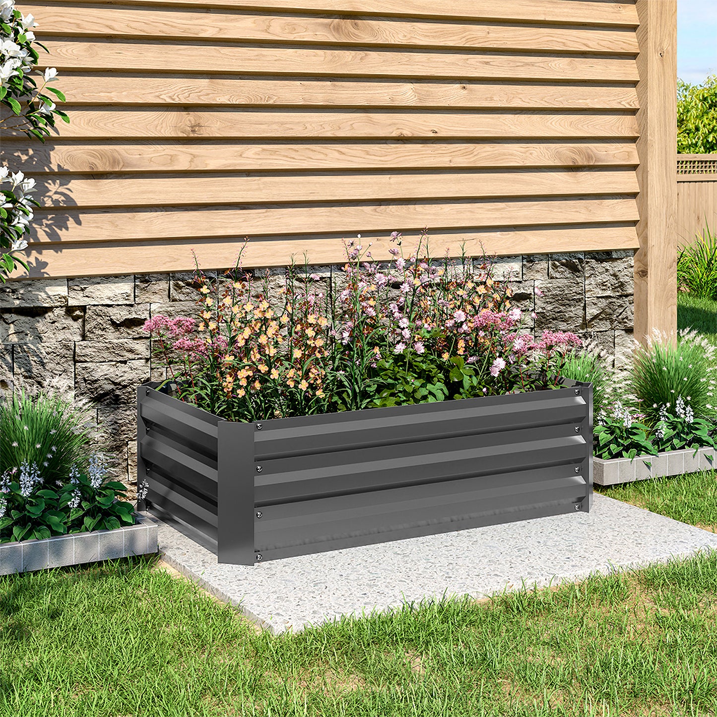 Outdoor Rectangular Metal Raised Garden Bed