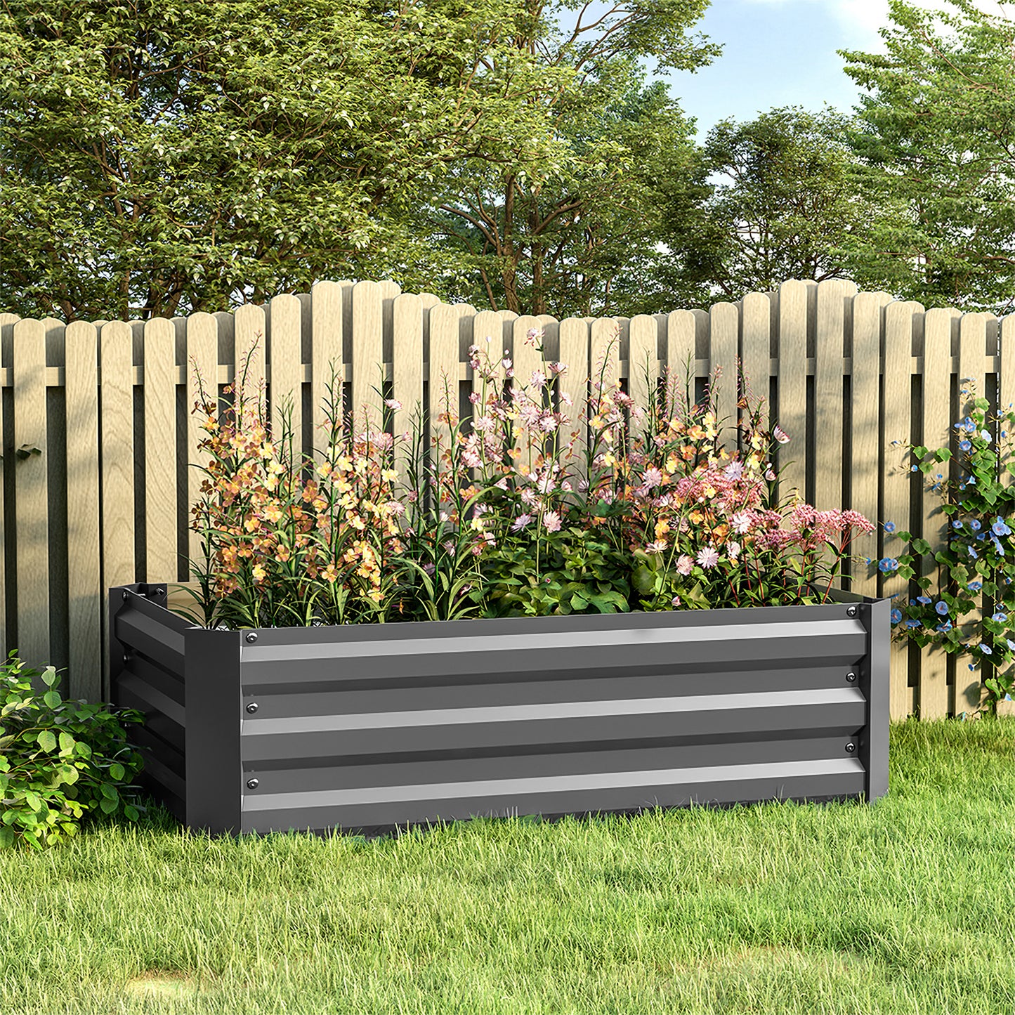 Outdoor Rectangular Metal Raised Garden Bed