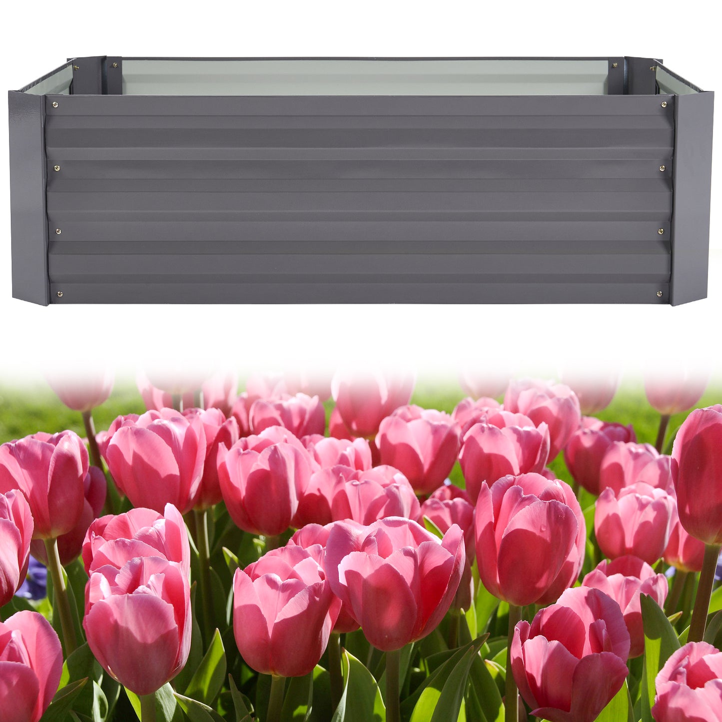 Outdoor Rectangular Metal Raised Garden Bed