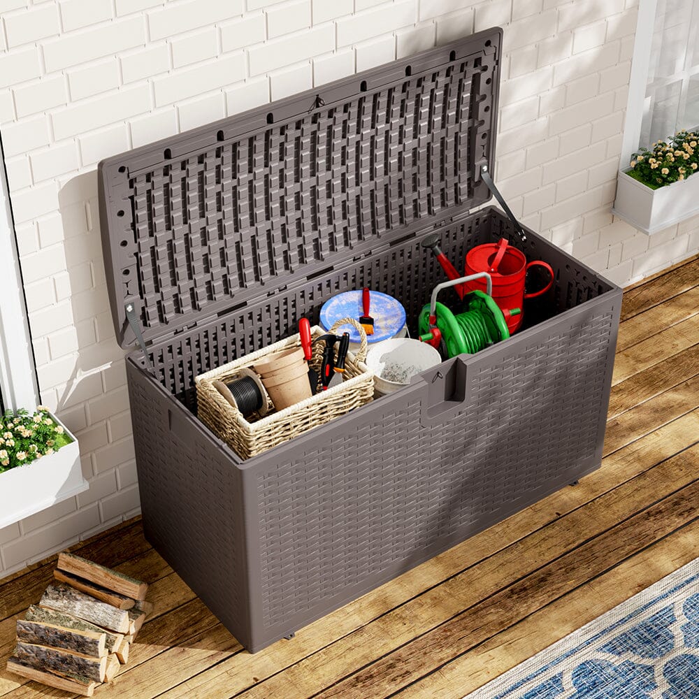 127cm W 99 Gallons Rattan Garden Storage Outdoor Deck Box