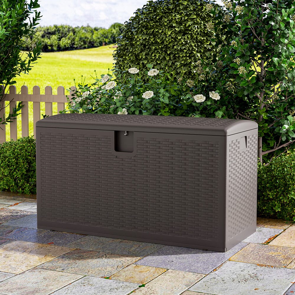 127cm W 99 Gallons Rattan Garden Storage Outdoor Deck Box