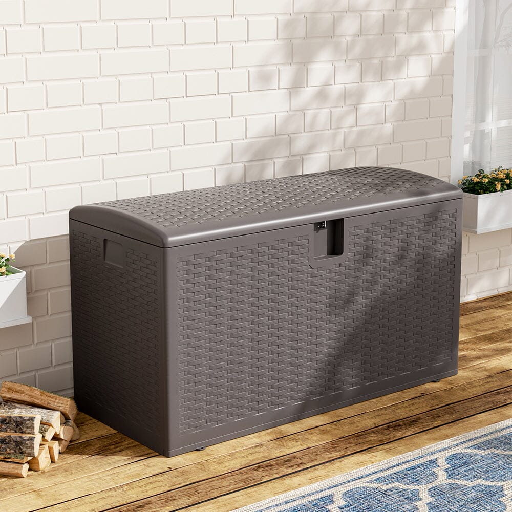 127cm W 99 Gallons Rattan Garden Storage Outdoor Deck Box