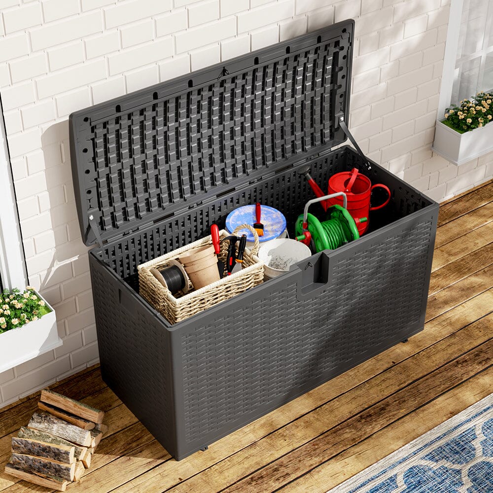127cm W 99 Gallons Rattan Garden Storage Outdoor Deck Box