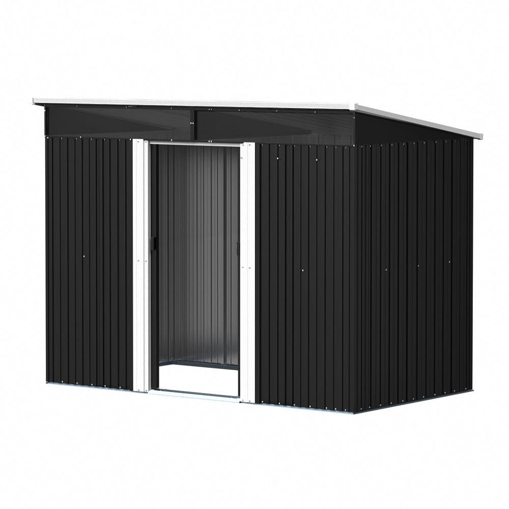 8.6 ft Lockable Galvanized Steel Garden Metal Shed with Windows