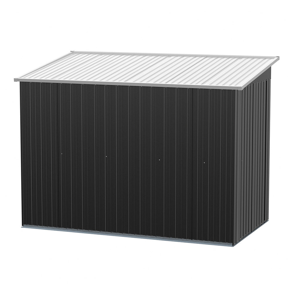 8.6 ft Lockable Galvanized Steel Garden Metal Shed with Windows
