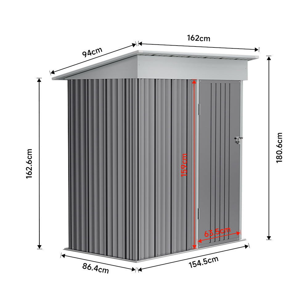 Outdoor Garden Lockable Galvanised Steel Shed