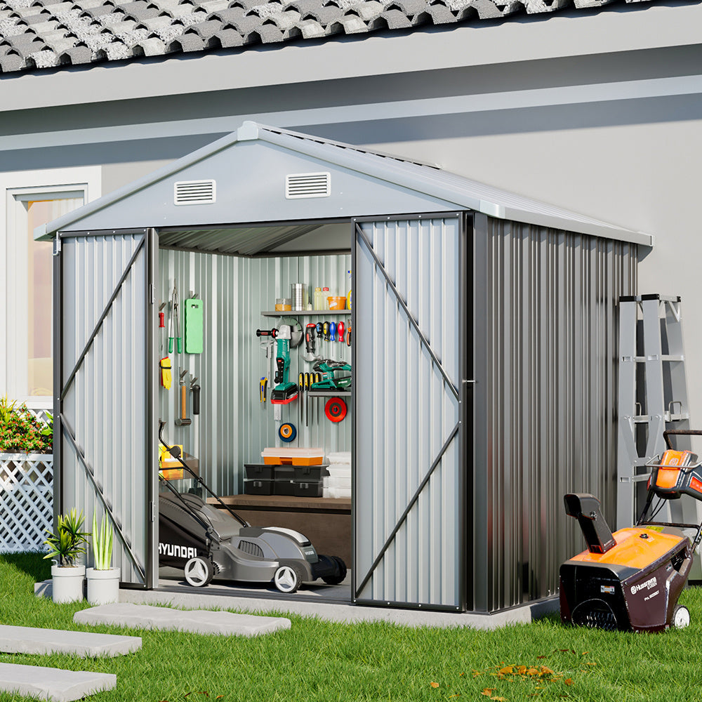 Outdoor Garden Lockable Galvanised Steel Shed