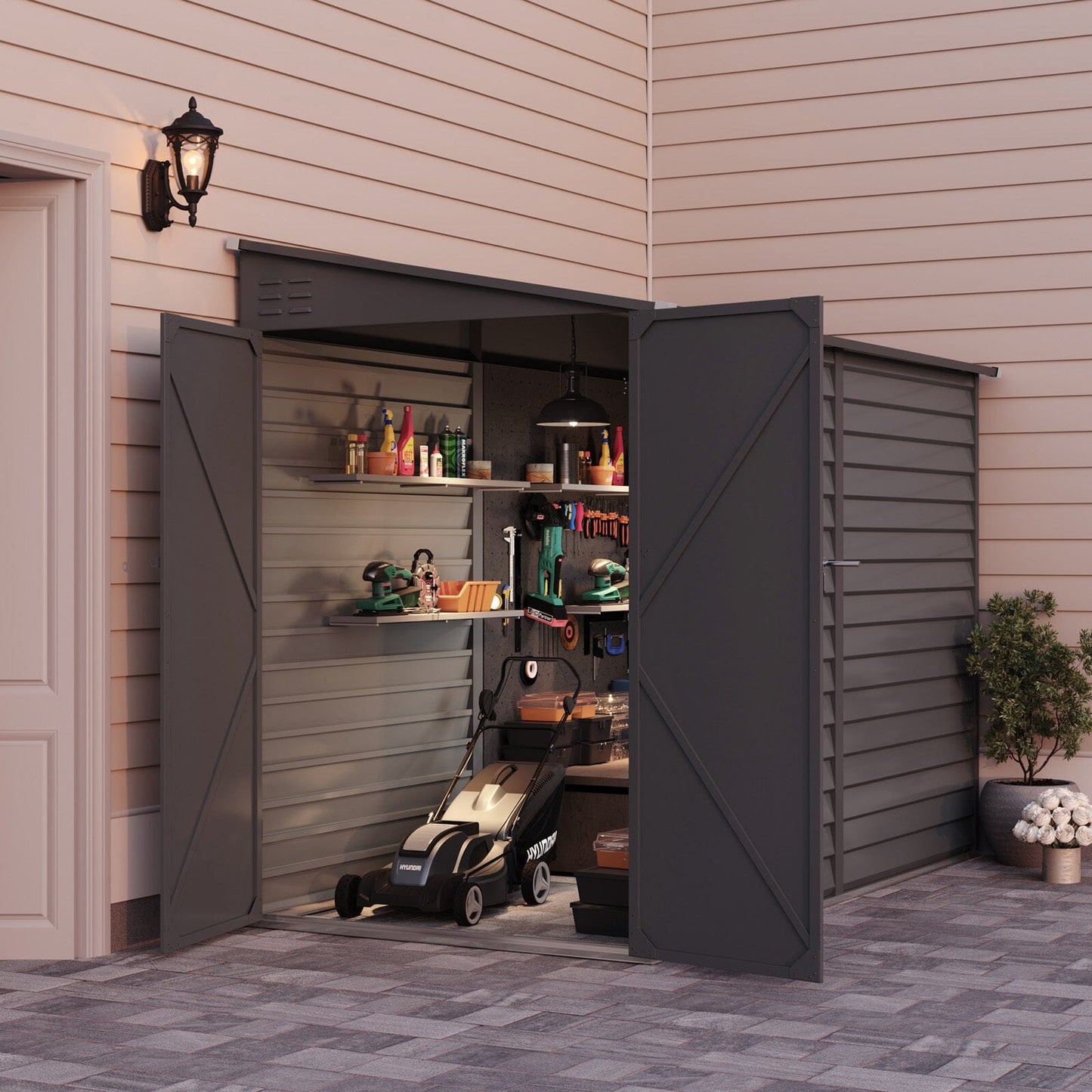 9ft Motorcycle Storage Shed Lockable Steel Garden Bike Shed