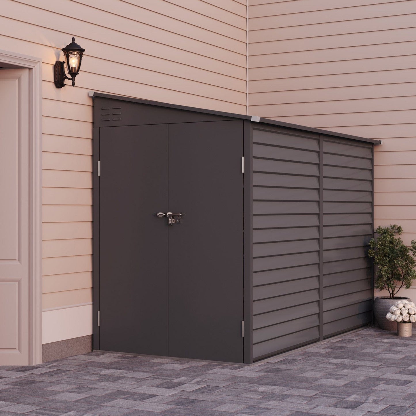 Lockable Metal Motorcycle Storage Shed for Outdoor Storage