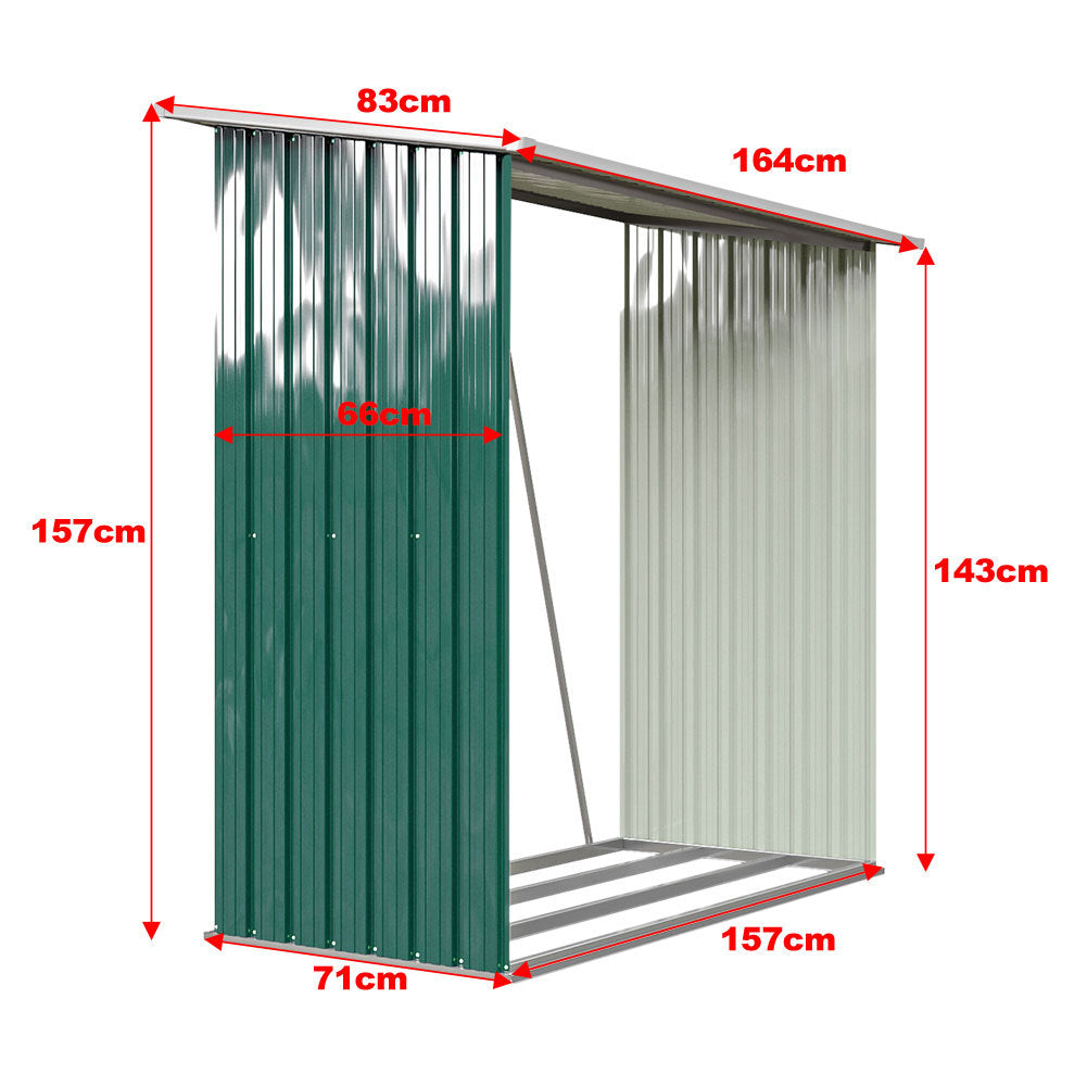 Garden Outdoor Metal Firewood Log Storage Shed