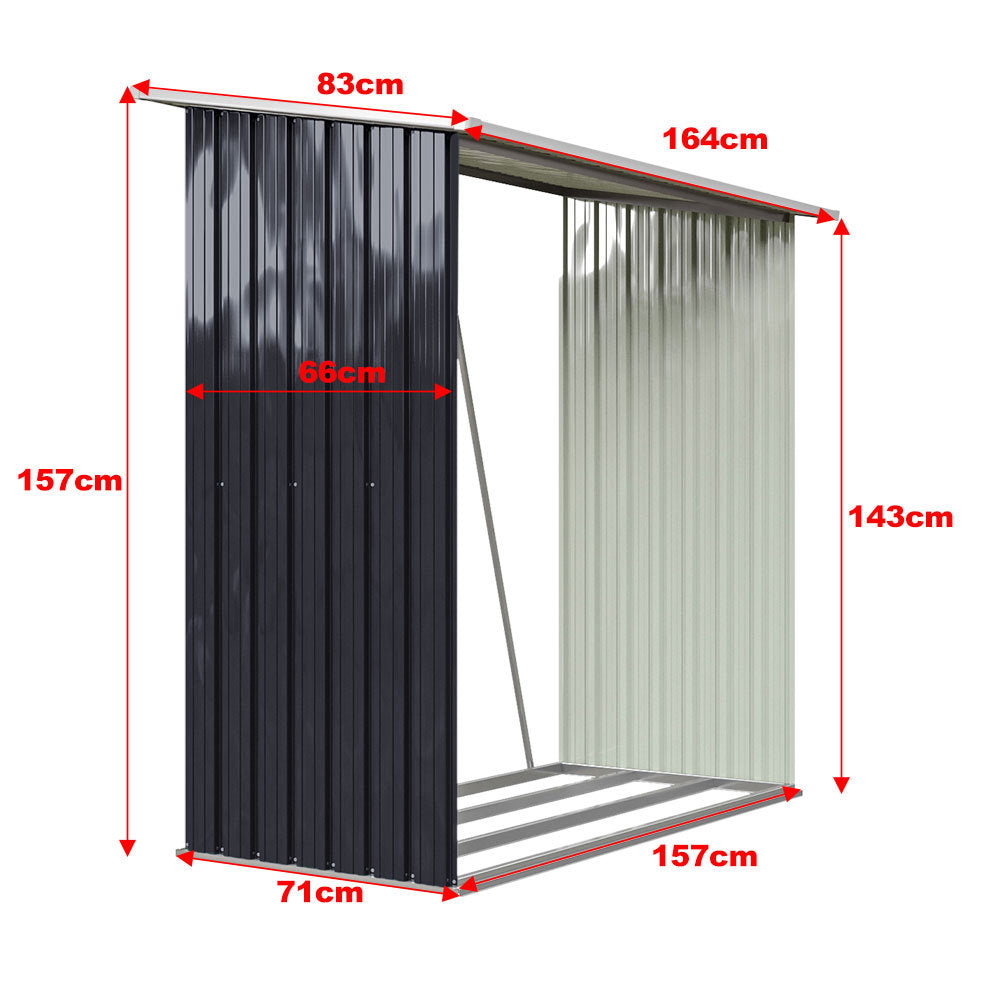 Garden Outdoor Metal Firewood Log Storage Shed