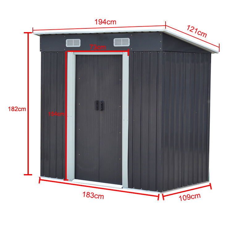Metal Compact Sliding Door Garden Shed for Garden Patio