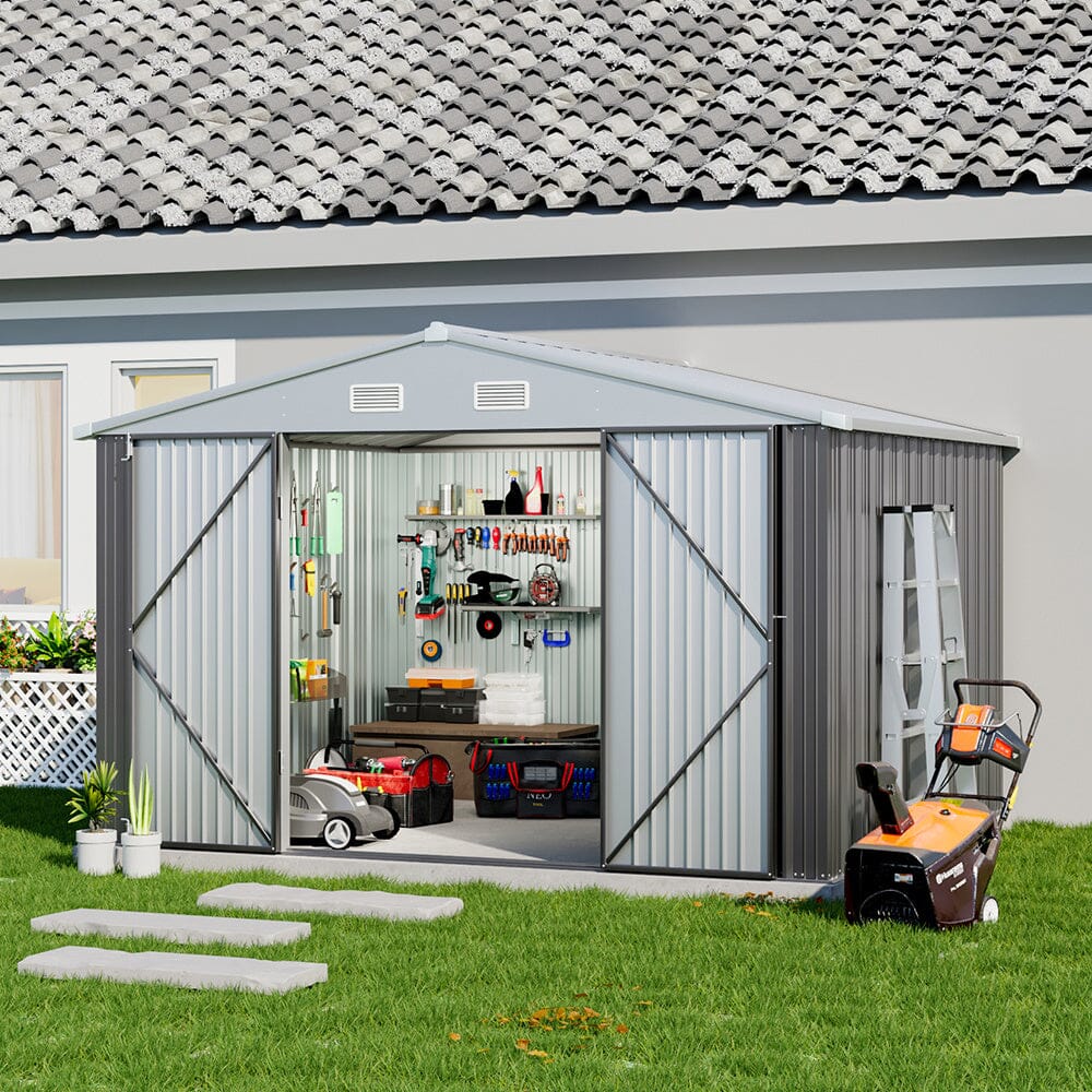 Outdoor Garden Lockable Galvanised Steel Shed