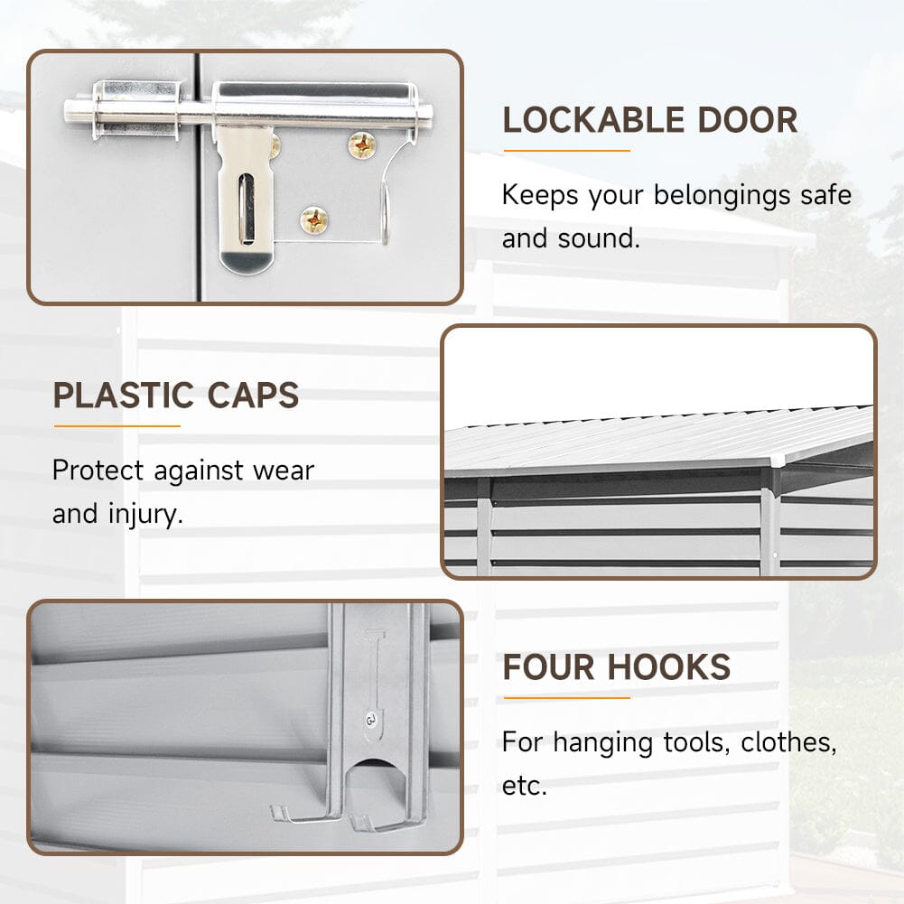 Lockable Metal Motorcycle Storage Shed for Outdoor Storage