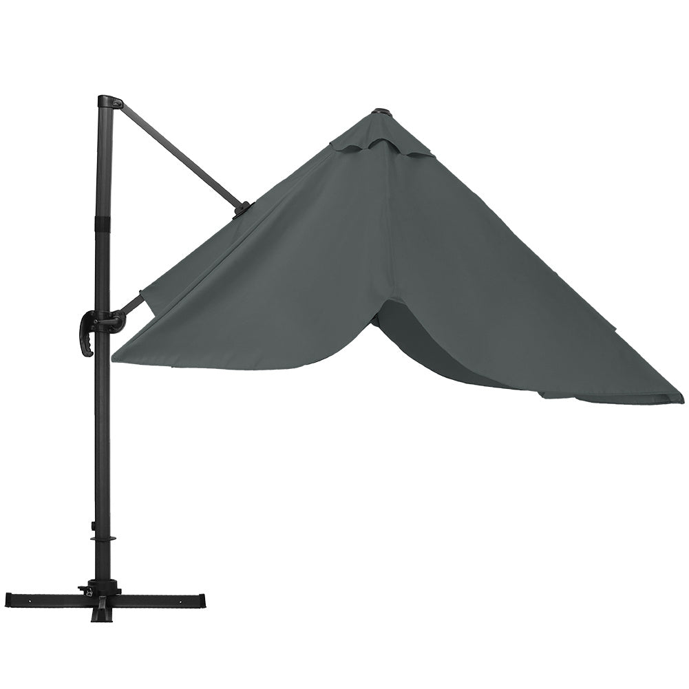 3M*3M Large Garden Parasol Tiltable and Rotating Cantilever Parasol