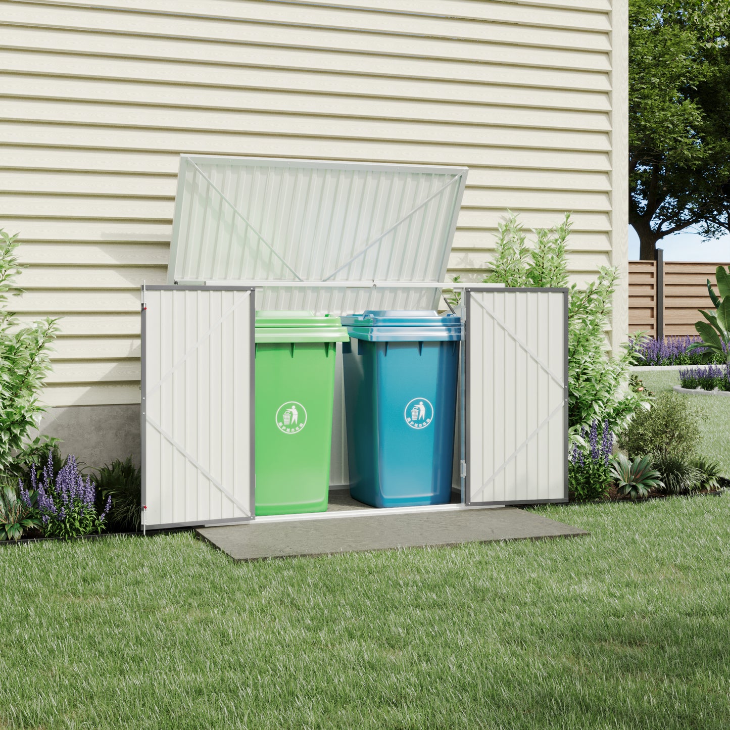 6x3/7x3 ft Lockable Garden Metal Bike Storage Shed